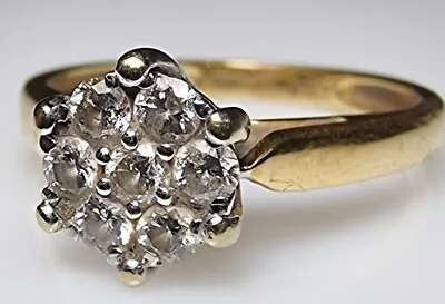 Vintage Flower 18ct Yellow Gold 7 Stone Diamond Ring 750 18 Carat Size L  • $298.39