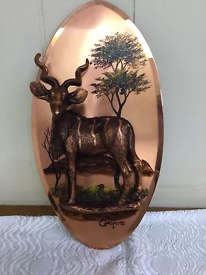 Vintage 1974 Gastone Copper Art Deer Stag Signed Original Hand Painted. Rare • $39.99