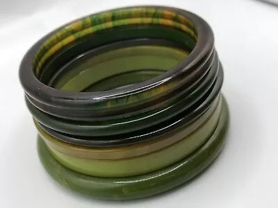 Lot Of 6 Green Plastic Vintage Bangle Bracelets • $35