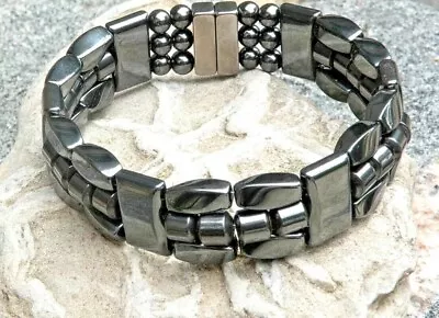 Mens Womens 100% Magnetic Therapy Hematite Bracelet Anklet Necklace Black 3 Row • $54.99