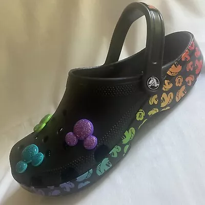 CROCS Disney Classic Size 10M 12W Mickey Mouse Rainbow Pride Celebration Clog • $59.49