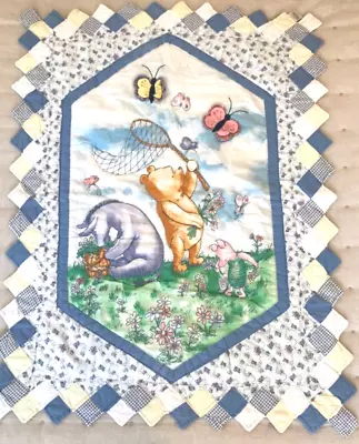 Classic Winnie The Pooh Crib Quilt W/ 3D Butterflies 39 X 30  Vintage Excellent • $48.04