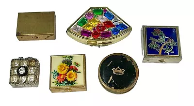 VINTAGE COSMETIC MIRROR MAKEUP PILL BOX COMPACT Lot Of 6 • $64