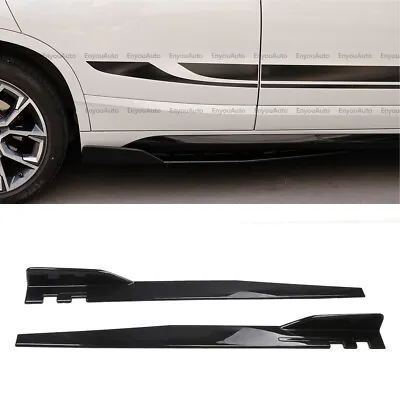 For Ford Mustang GT 46  Side Skirt Extension Rocker Panel Splitter Gloss Black • $40