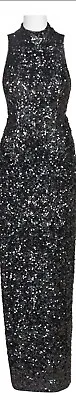 Aidan By Aidan Mattox High Neck Sleeveless Back Sequin Mesh Dress SIZE 8M BLACK  • $89