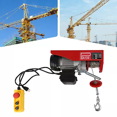 100kg/220lbs Double Cable Electric Hoist Electric Winch Lift W/ 2 Lifting Straps • $89