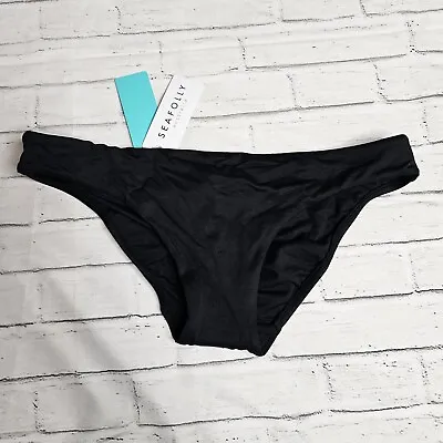 Seafolly Women's Standard Mini Hipster Bikini Bottom Swimsuit Size UK 14 Black • £18