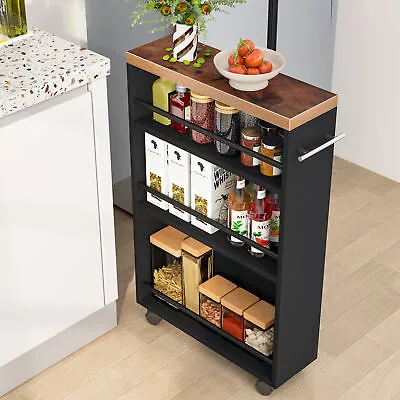 Tribesigns 3 Tier Slim Storage Cart Narrow Kitchen Rolling Utility Organizer • $68.98