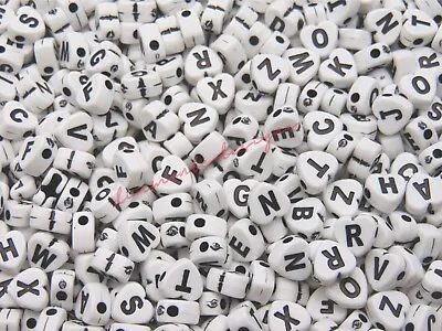 7mm White Heart Shape Letter Beads Jewellery Kids Craft Beading UK SELLER ML  • £4.95