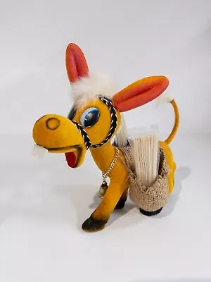 Vintage 1972  Made In Hong Kong Flocked Donkey Toothpick Holder- 7” New • $12.54