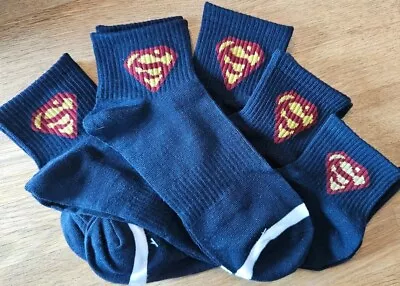 5 X Superman SOCKS Men's Marvel Guy's Boys Navy White • £9.99