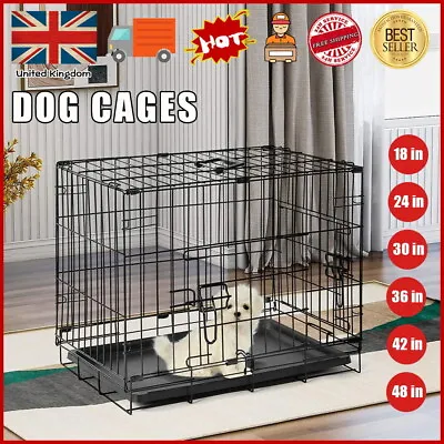 £19.99 • Buy Dog Cage Pet Puppy Crate Carrier With Tray Folding Training Kennel S M L XL XXL