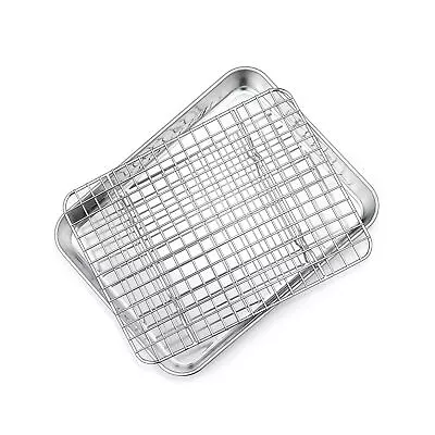 9 Inch Mini Toaster Oven Pan With Rack Set Stainless Steel Small Baking Pan ... • $16.60