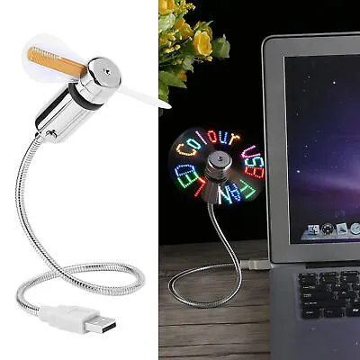 $22.15 • Buy Flexible LED Programmable Message Display Mini RGB USB Fan For Notebook Lapto