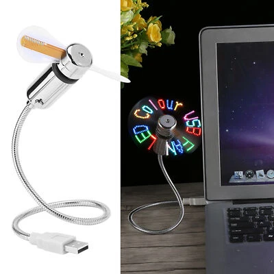 Flexible LED Programmable Message Display Mini RGB USB Fan For Notebook Lapto • $37.75