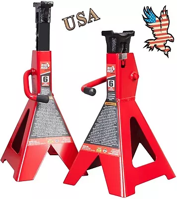 BIG RED T4620 2 Torin 6 Ton (12000 Lbs) Capacity Steel Jack Stands Red 1-Pair • $61.57