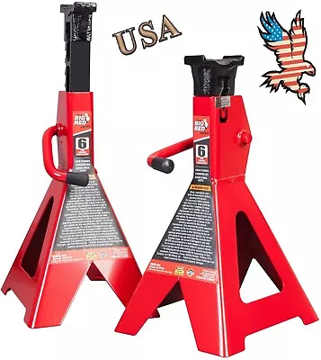 BIG RED T46202 Torin 6 Ton (12000 Lbs) Ca Pacity Steel Jack Stands Red 1 Pair • $58.95