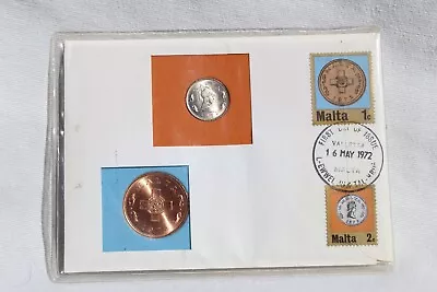 1972 Malta Coin Lot (encased Flawless Condition) 6 Coins Total And Stamps. • $49