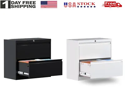 Metal Lateral File Cabinet 2 Drawer Metal Storage Filing Cabinet A4/Legal Black • $219.99