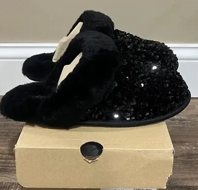 NIB Women’s UGG Size 10 Scuffette II Chunky Sequin Slipper BLK Black • $69.99