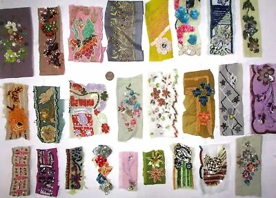 BBI VERY RARE LOT Vintage Sari TRIM LACE RIBBON 25 Pc BEADS SEQUIN 2 To4  • $20.67