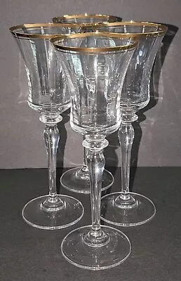 Mikasa Crystal Jamestown Gold Rimmed Wine Glasses Set Of 4 In EUC • $45.99