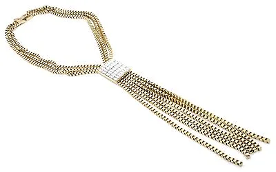 Zest Chunky Multi-Strand Box Chain Y-Shape Necklace With Diamante Golden • $4.97
