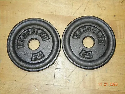 2 Vintage Hercules Bell Barbell Dumbbell  2.5  2-1/2 Lbs Pound Weight Plates • $29.99