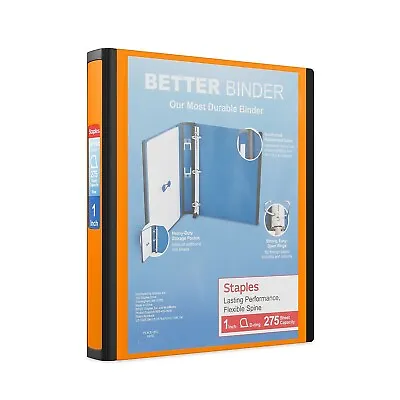 Staples Better 1-Inch D 3-Ring View Binder Orange (13465-CC) 55841/13465 • $9.87