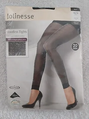 £2.99 • Buy Jolinesse 20 Denier Black Glitter Effect Footless Tights Size 10/12 New Sealed