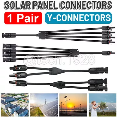 1 Pair Solar Y Connector Cable Plug Inline Solar PV Panel IP67 30A 2 Connection • $14.89