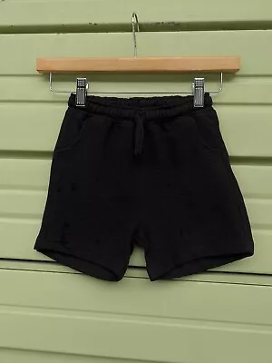 New ZARA Boy  Kids BLACK TEXTURED SHORTS Elastic Waist 3 4 Years 104 Cm #6361P • $8.62