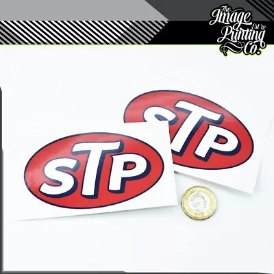 STP Motor Oil Decals X2  - 100mm X 60mm - Stickers - Graphics - Racing - Pack • $8.15