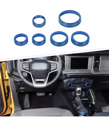 6x Air Con/Headlight/Radio Knobs Accessories Rings Cover For Ford Bronco 21+blue • $11