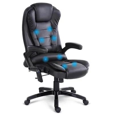 Artiss Massage Gaming Office Chair 8 Point Heated Chairs Computer Seat Black • $158.83