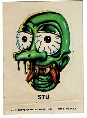 Vintage 1973 1974 Stu Topps Ugly Monster Sticker Card Tan Back • $4.99