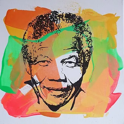 PYB Signed NELSON MANDELA Tableau Pop STREET ART Graffiti Painting Canvas FRENCH • $212.73