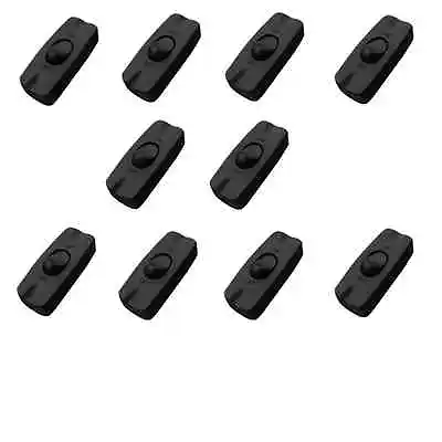 10 X Inline Table Lamp Light Switch Black Cable On Off 2 Amp 240V Torpedo Rocker • £8.99