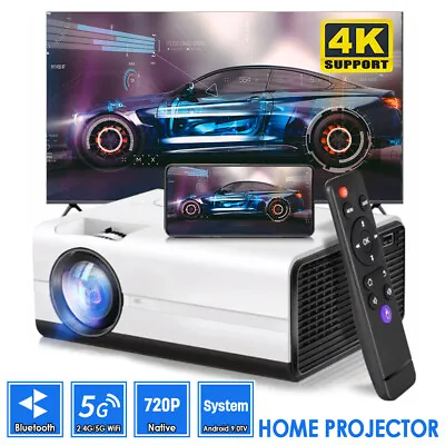 5G WiFi Projector Native HD Home Cinema Android 9.0 1080P Movie Video Projection • $133.24