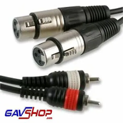 2 X XLR Sockets To 2 X Phono (RCA) Plugs 0.3 Mtr Professional Lead - PLS00201 • £4.99