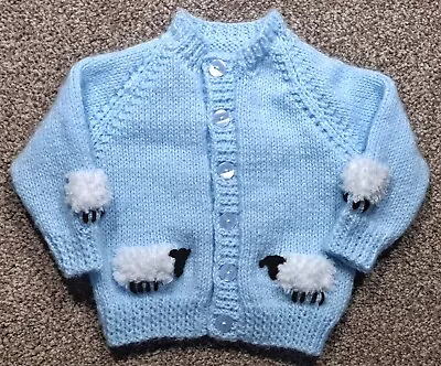 Handknitted Baby Cardigan Sheep Theme NEW • £4.50