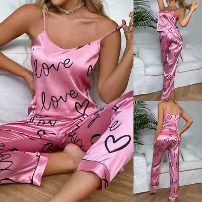 Sexy Lingerie Silk Satin Pajamas Set Womens Sleepwear Cami Vest Nightwear Pijama • £9.79