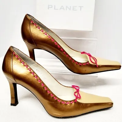 £7.99 • Buy Ladies PLANET Bronze Multi Leather Court Shoes Size UK 6.5 - CG L24