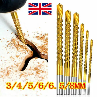 6PCS Twist Drill Bits HSS High Steel Titanium Saw Bit Drilling Wood Metal Set UK • £4.59