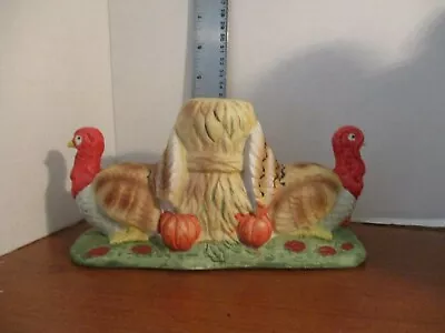 Vintage MSR IMPORTS~Single Porcelain THANKSGIVING TURKEY TAPER CANDLE HOLDER • $12.50