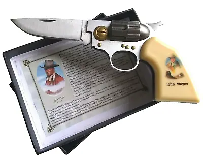 John Wayne Western Revolver Pistol Gun Lockback Pocket Knife Folder Blade • $26.95