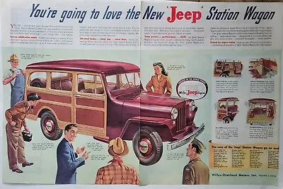 $9.99 • Buy 1946 Willys-Overland Jeep Station Wagon Color Vintage Two Page Ad