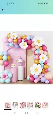 Pastel Balloon Arch Kit Daisy Balloon Arch Garland With Macaron Pink Blue... • £11.99