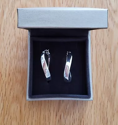 Warren James 925 Sterling Silver Loop Twist Oval 33mm Earrings VGC • £22.99