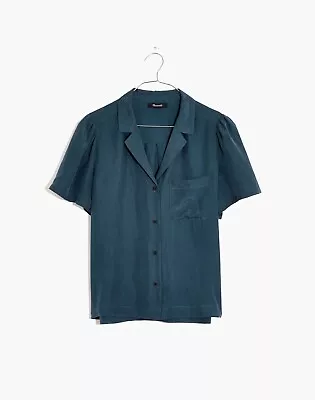 Madewell Women’s Silk Teal Green Camp Button Down Shirt Size XS Lightweight • $12.99